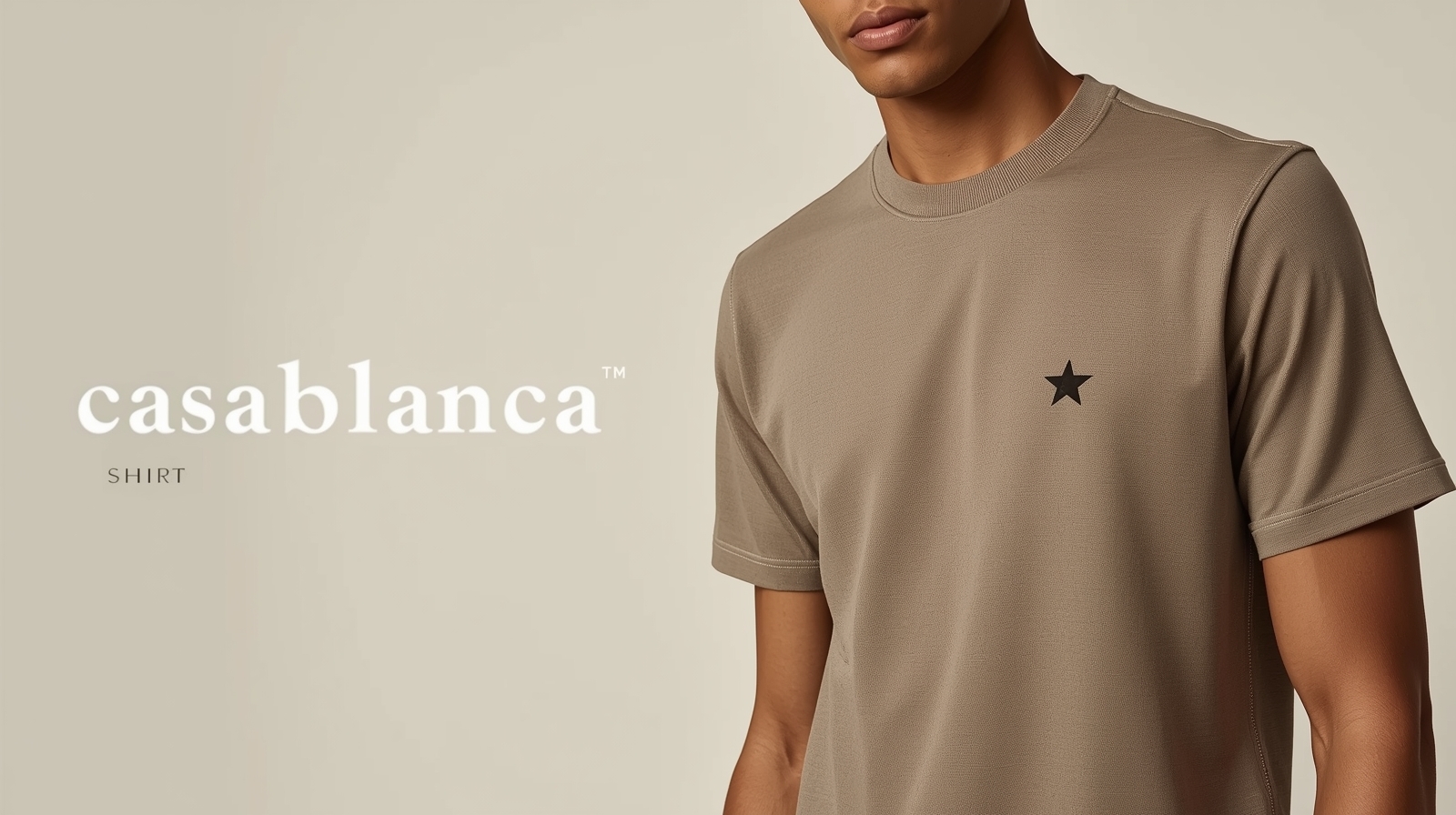 Casablanca editorial banner with luxury shirt styling
